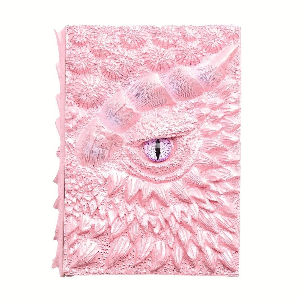 Pink Dragon Eye Journal – Gothic Fantasy Notebook with 3D Resin Cover, 120 Pages